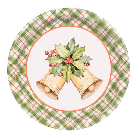 Jingle Bells Paper Plate, 18cm, 12pk