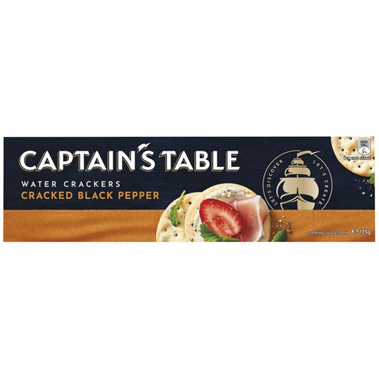 Captain's Table Cracked Pepper Water Crackers, 125gm