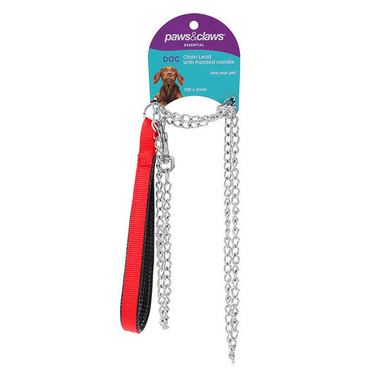 Chain Lead With Padded Handle, 1.2m, 3 Asstd Colours