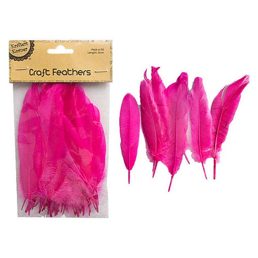 Craft Pink Feathers, 50pk, 14cm