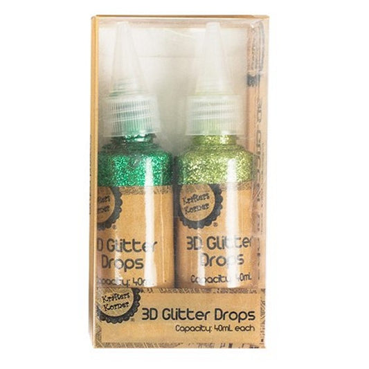 3D Glitter Drops, 2pk, 6 Asstd Colours