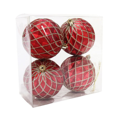 Diamond Edge Bauble, Asstd, 4pk