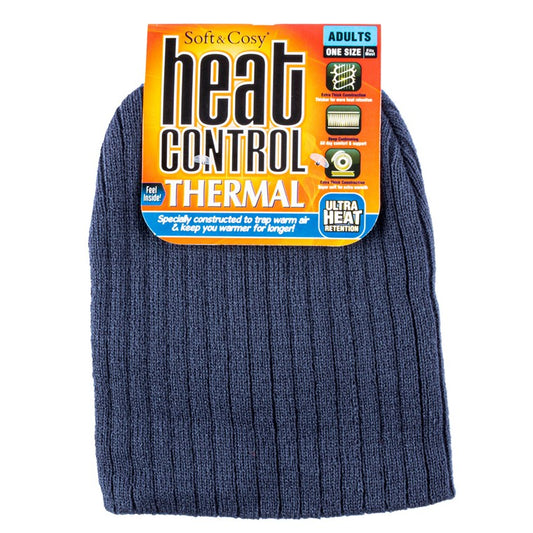 Adults Heat Control Beanie Ribbed, Grey