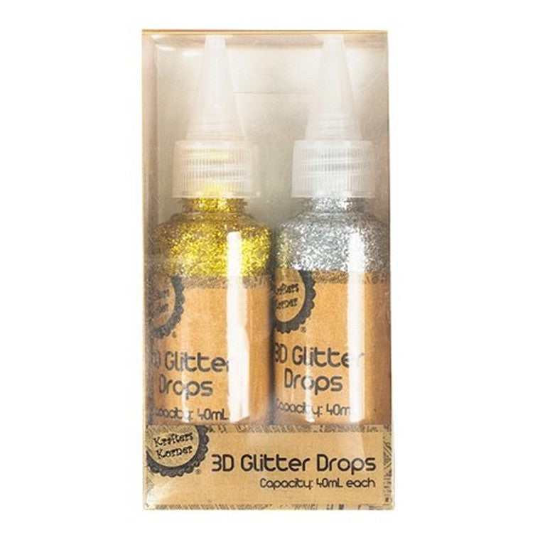 3D Glitter Drops, 2pk, 6 Asstd Colours