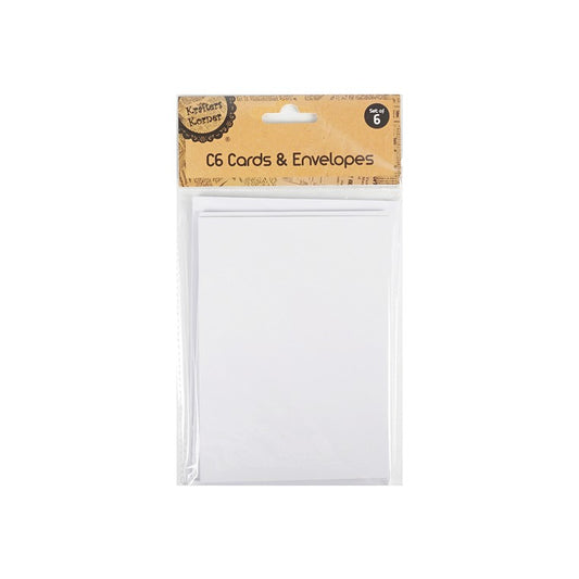 C6 Card and Envelopes, White, 6pk