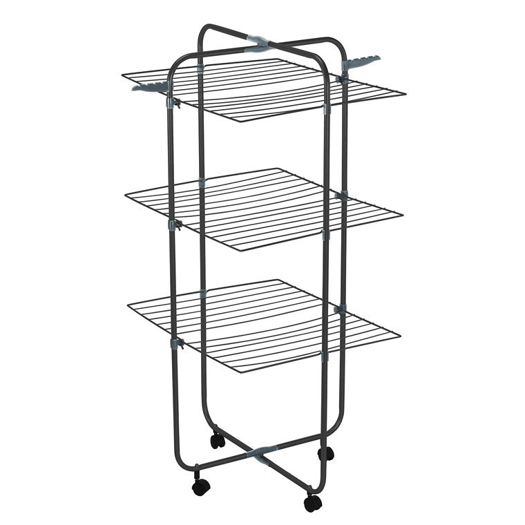 Clothes Airer 3 Tier on Wheels Black