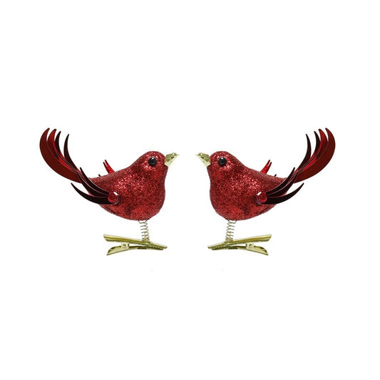 Birds w/ Glitter Clip On, 2pk