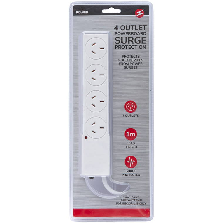 4 Outlet Powerboard w/ Surge Protection