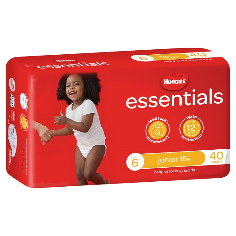 Huggies Essentials 40pk, Size 6, Junior