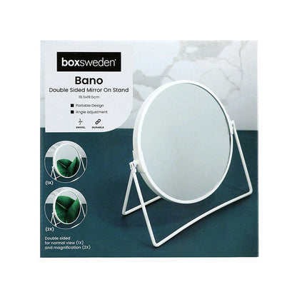 Bano Double Sided Mirror On Stand, White