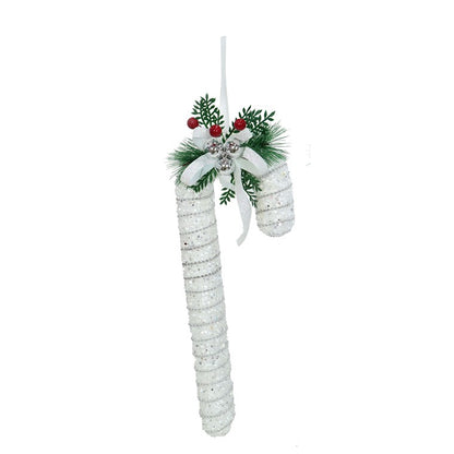 Sparkly Candy Cane w/ Pine Deco, Asstd