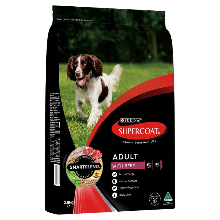 Supercoat Adult Dog Food w/ Beef, 2.8kg