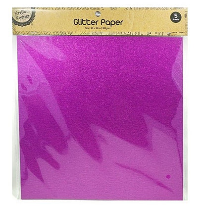 Glitter Paper, 5pk, 4 Asstd Colours