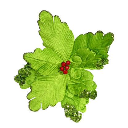 Mean Green Poinsettia Clip, 30cm, Asstd