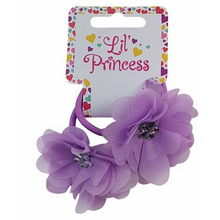 Little Princess Hair Elastic, Flower, 2pk, 4 Asstd Colours