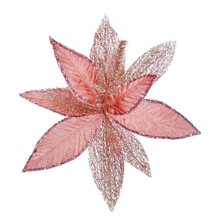 Regal Mesh Velvet Poinsettia Clip, Asstd