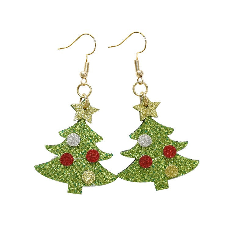 Christmas Earrings Novelty Glitter, Asstd