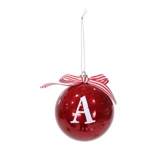 Glossy Alphabet Bauble, 8cm, Asstd