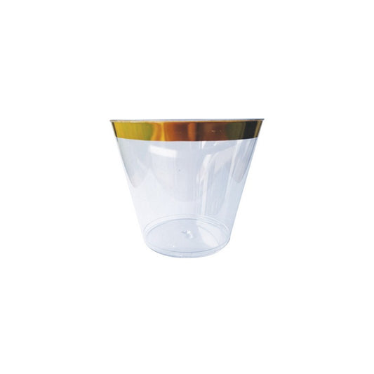 Clear Tumbler w/ Gold Rim, 250ml, 6pk