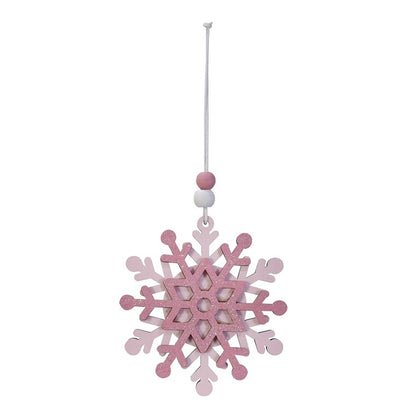 Hanging Snowflake Pink, 9cm, Asstd