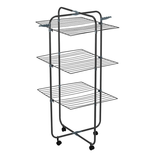 Clothes Airer 3 Tier on Wheels Black