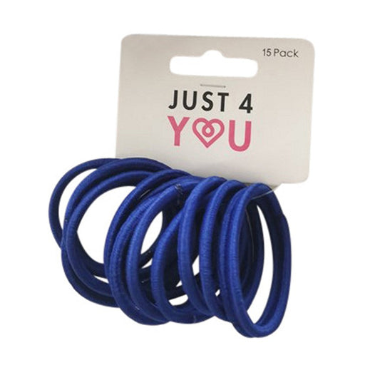 School Hair Elastic, Royal Blue, 15pk