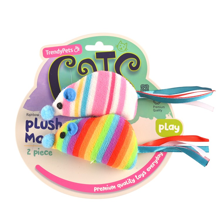 Rainbow Mouse Cat Toy, 2pc