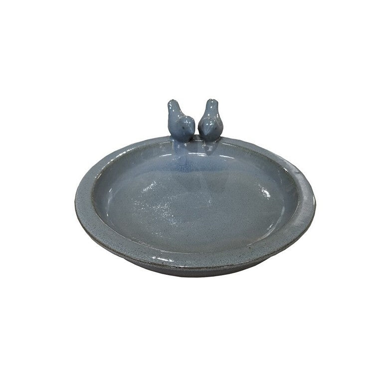 Glazed Ceramic Table Top Bird Bath, 2 Asstd Colours