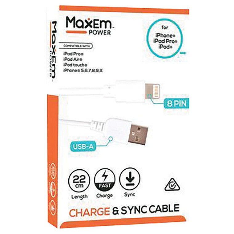 Maxem Cable USB Lightning, 22cm