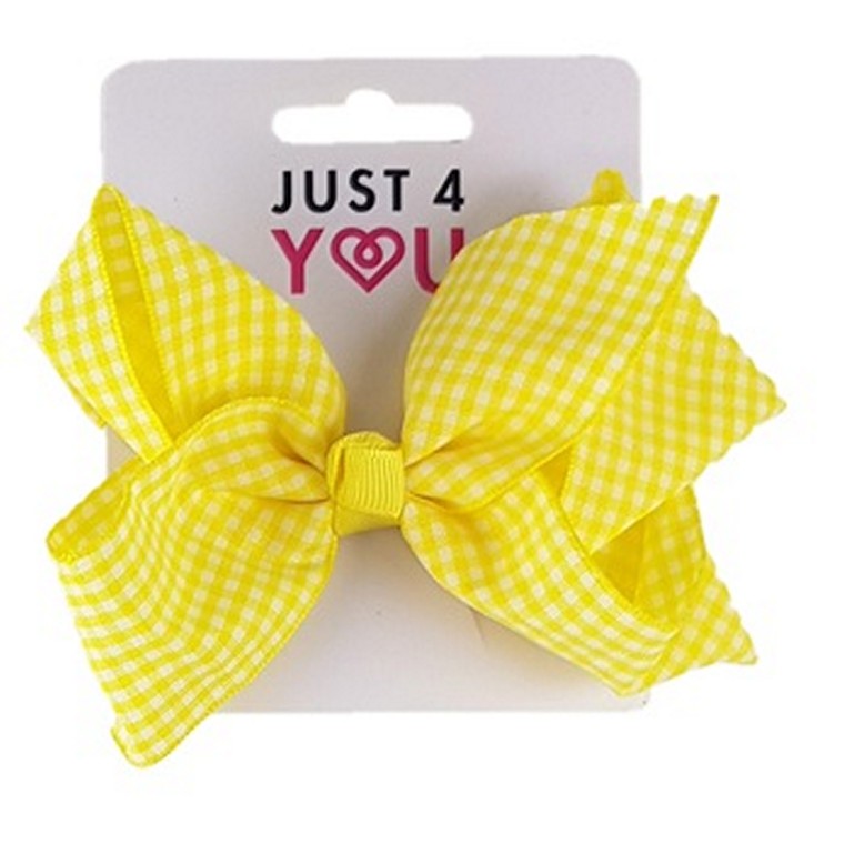 Clip Bow, Gingham, 4 Asstd Colours