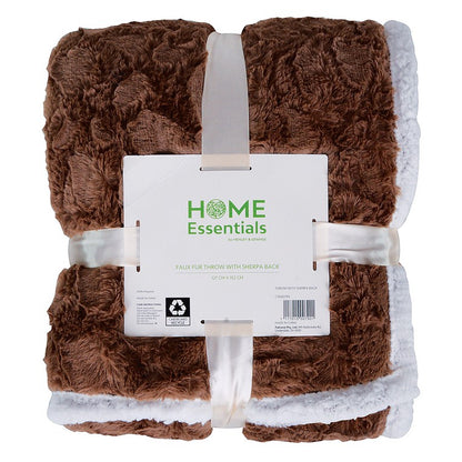 Home Essentials Throw w/ Sherpa Back, 6 Asstd Colours