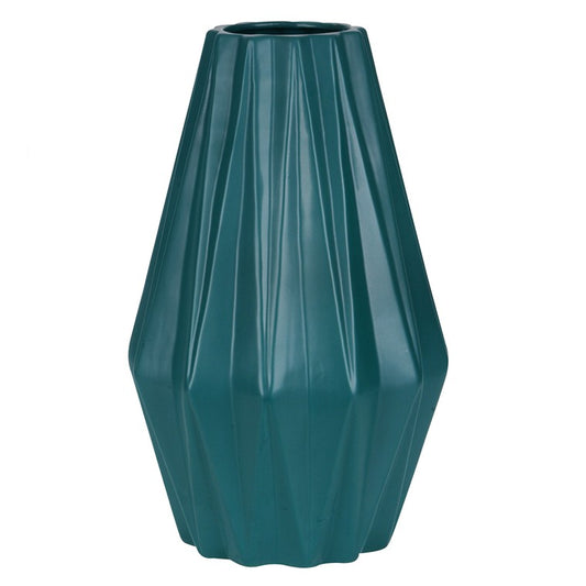 H&G Ceramic Geometric Vase, Teal, Large