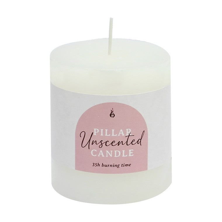 Unscented Pillar Candle, White, 7 x 7.5cm