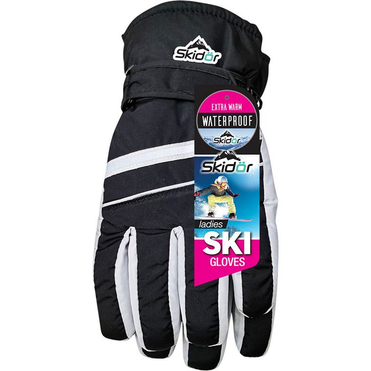 Ladies Ski Gloves, Water Resistant, 3 Asstd Colours