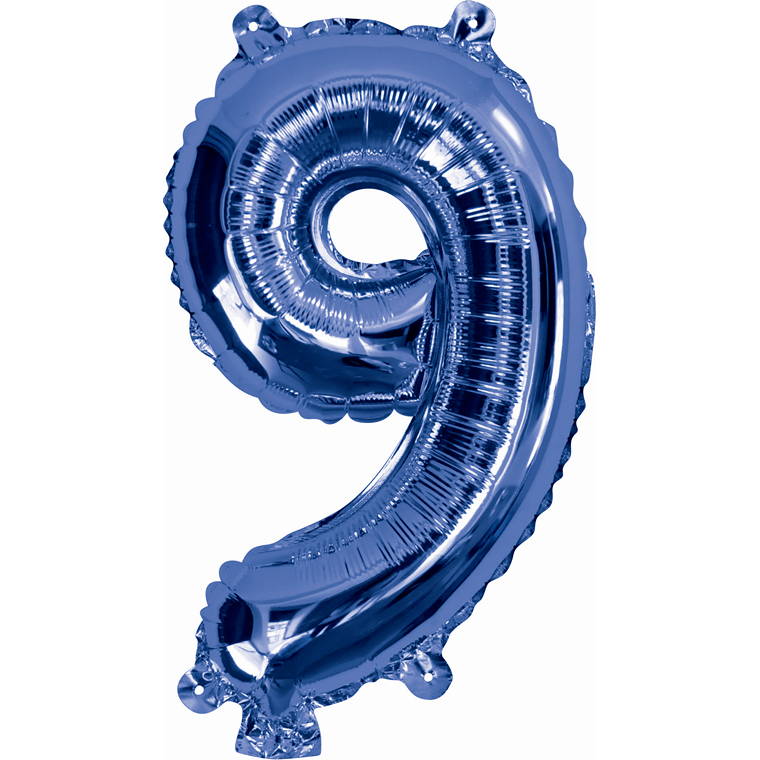 Blue Foil Balloon, 35cm, Number 9