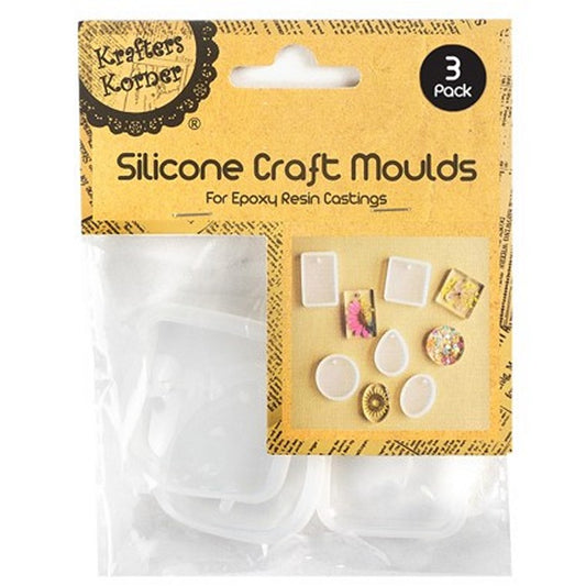 Silicone Craft Mould, 3pk, Asstd Designs