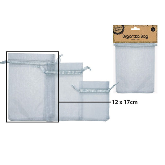 Organza Bag, Silver, 4pk