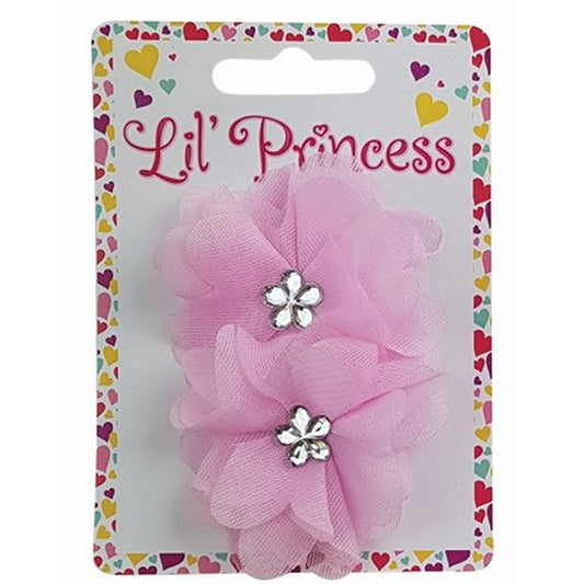 Little Princess Hair Clips, Flower, 2pk, 4 Asstd Colours