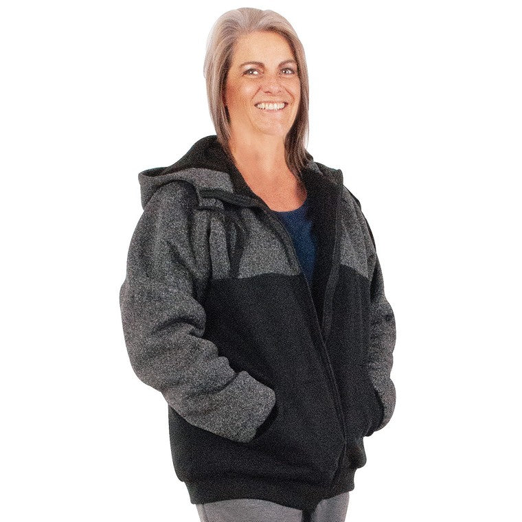 Zip Thru Fleece w/ Sherpa Black S