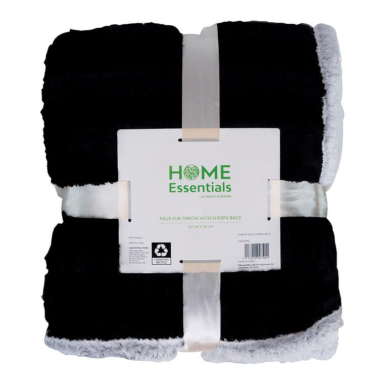 Home Essentials Throw w/ Sherpa Back, 6 Asstd Colours