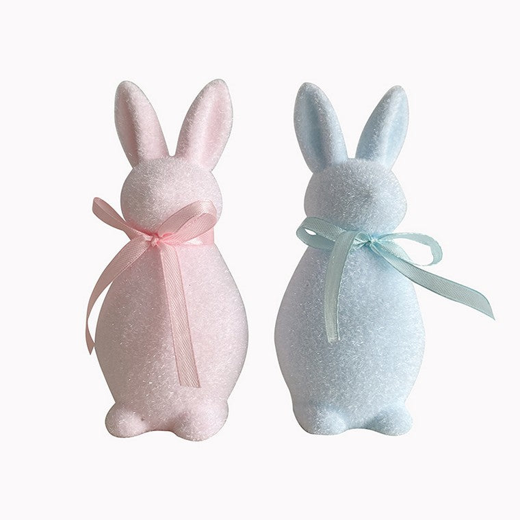 Flocked Bunnies, 15cm, Asstd