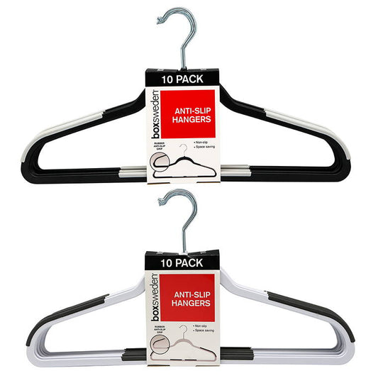 Plastic Hangers with Anti Slip, 10pk, 2 Asstd Colours