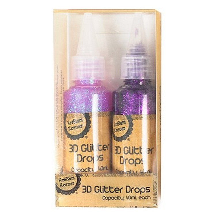 3D Glitter Drops, 2pk, 6 Asstd Colours