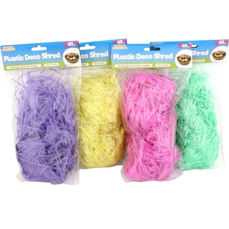 Shredded Plastic, 65gm, 4 Asstd Colours, Pink, Blue, Yellow & Purple