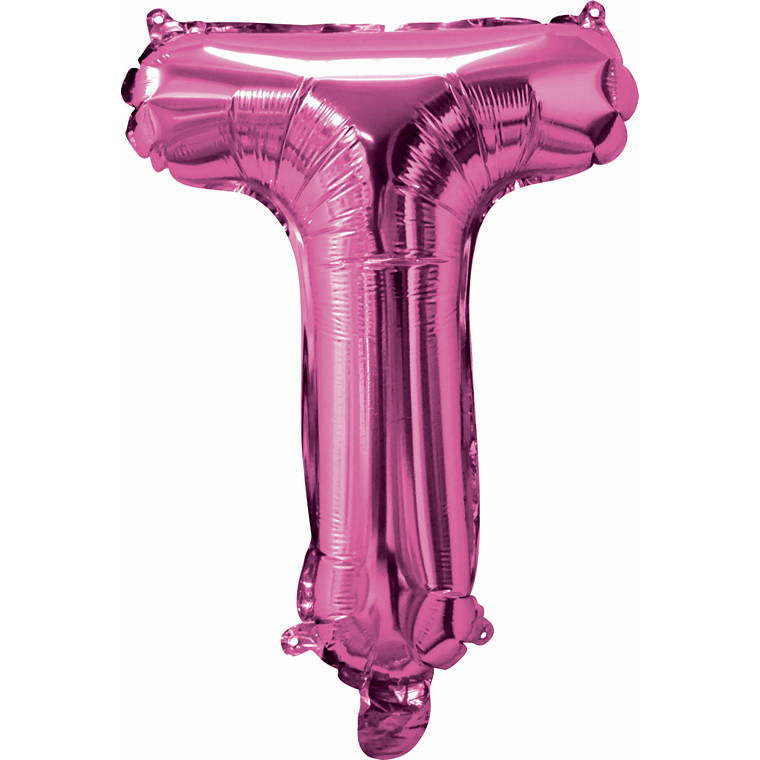 Pink Foil Balloon, 35cm, Letter T