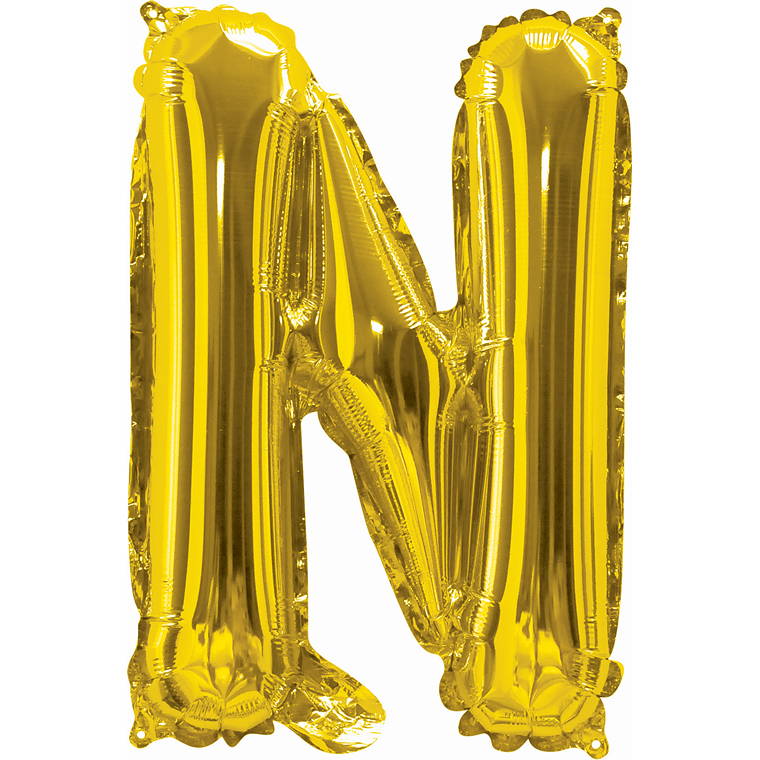 Gold Foil Balloon, 35cm, Letter N