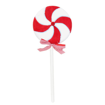 Giant Candy  Cane Velvet Lollipop, Asstd