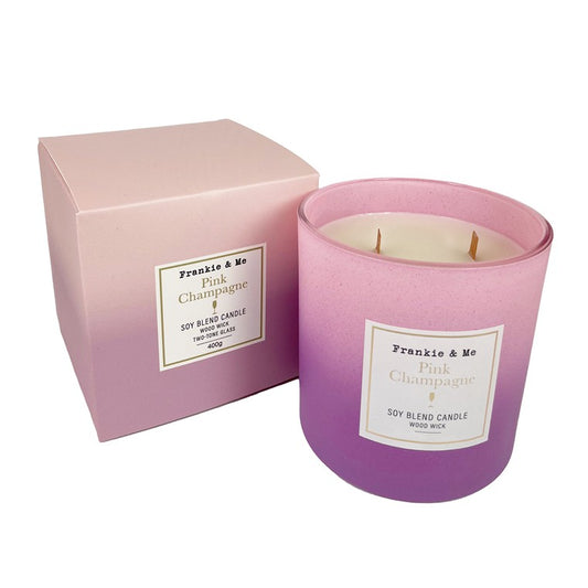 F&M Woodwick Candle, Pink Champagne, 400gm