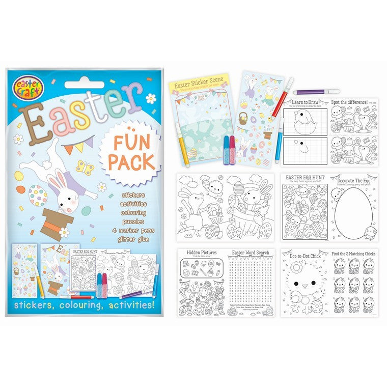 Fun Activity Pack w/ Stickers, Activity Book, Gems & Marker Pens