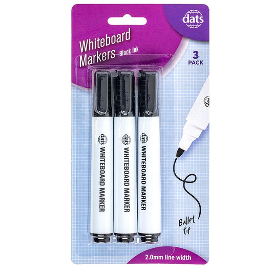 Whiteboard Markers, 3pk, Black